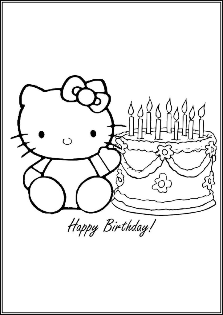 Happy Birthday Hello Kitty Coloring - TotalColoring.Com