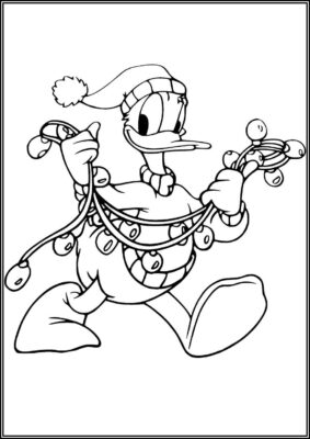 Happy Donald Duck On Christmas Coloring - TotalColoring.Com