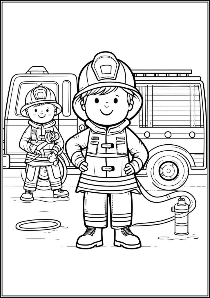 Happy Firefighters Coloring - TotalColoring.Com