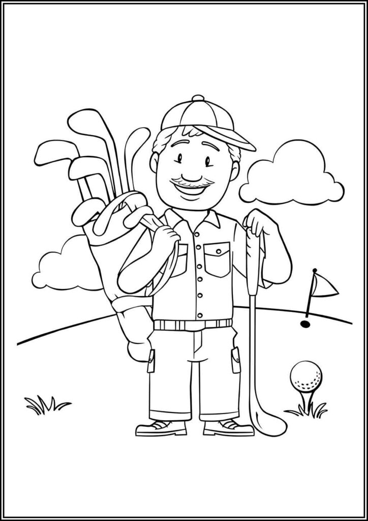 Happy Golfer Coloring - TotalColoring.Com