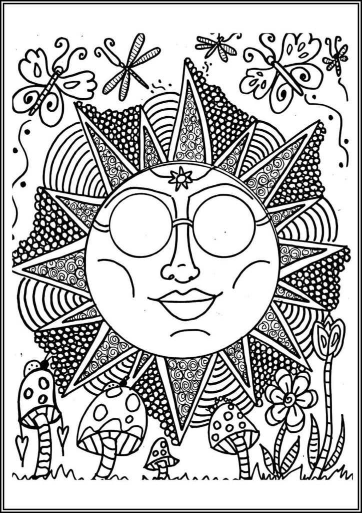 Hippie Sun 2 Coloring - TotalColoring.Com