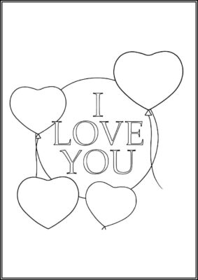 I Love You With Heart Balloons Coloring - TotalColoring.Com