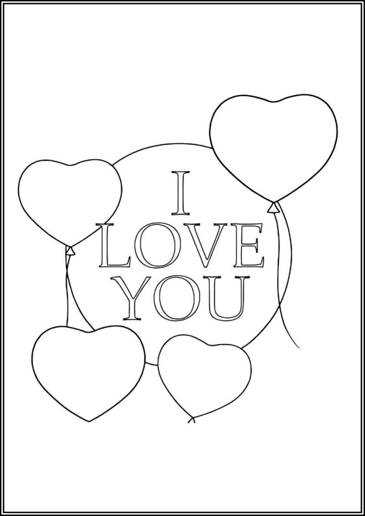 I Love You With Heart Balloons Coloring - TotalColoring.Com