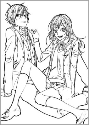 Izumi Miyamura And Kyouko Hori From Horimiya Coloring - TotalColoring.Com