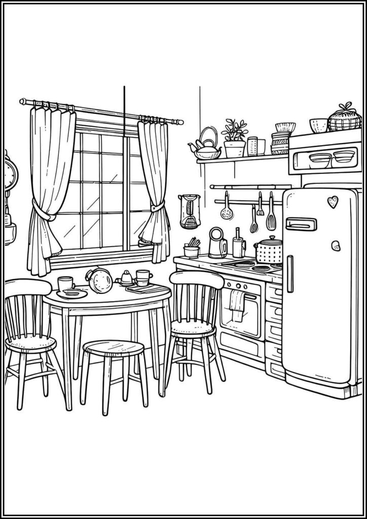 Kitchen Printable Coloring - TotalColoring.Com