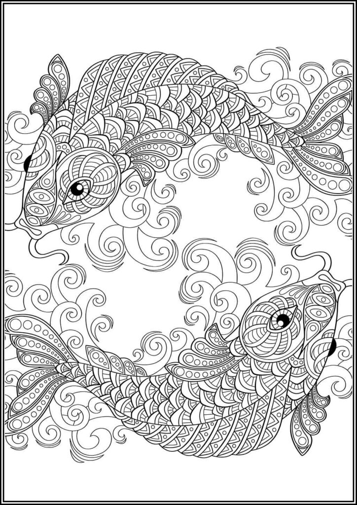 Koi Fishes For Adults Coloring - TotalColoring.Com