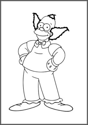 Krusty The Clown Printable Coloring - TotalColoring.Com