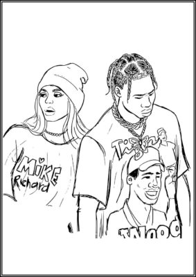 Kylie Jenner And Travis Scott Coloring - TotalColoring.Com