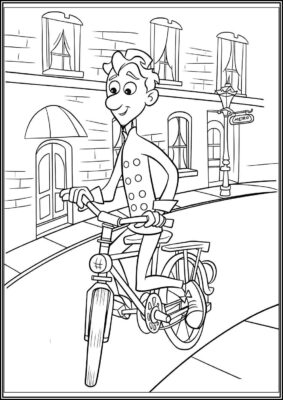 Linguini Is Riding Bike Coloring - TotalColoring.Com