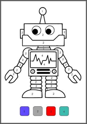 Normal Robot Color By Number - TotalColoring.Com