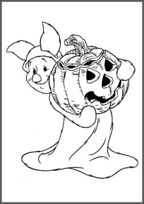 Piglet Is Carrying Pumpkin Coloring - TotalColoring.Com