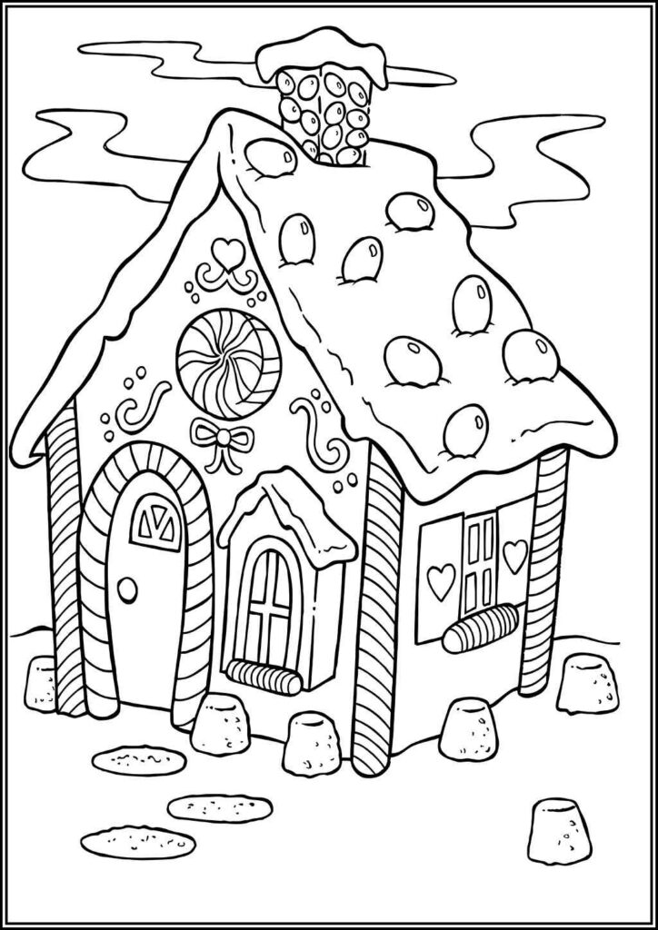 Pretty Gingerbread House Coloring - TotalColoring.Com