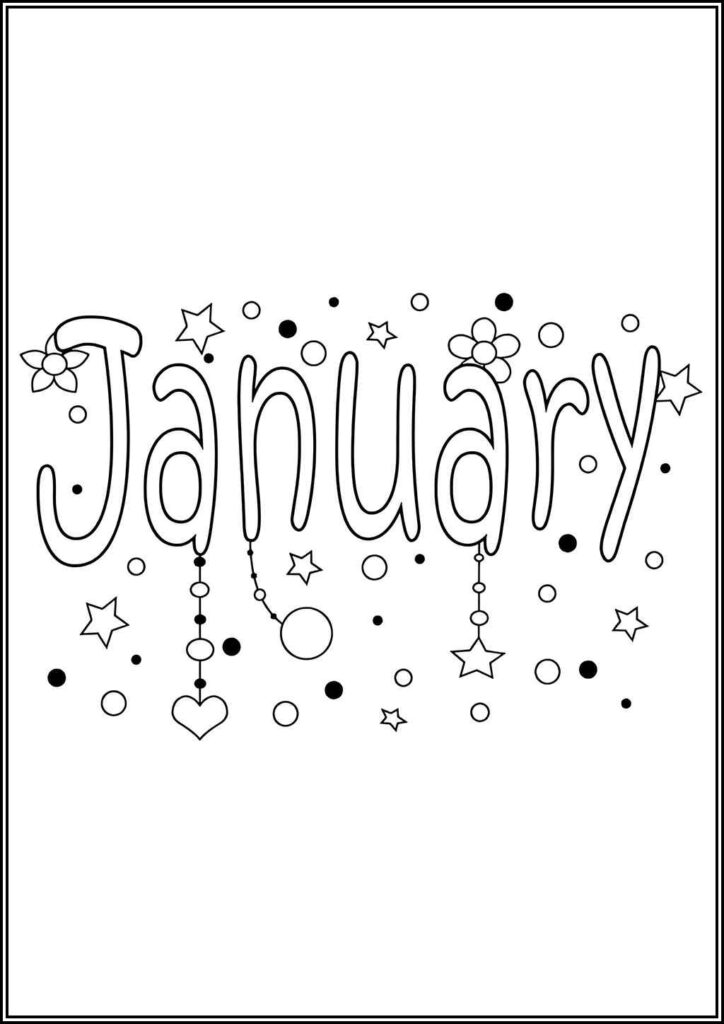 Printable January Month Coloring - TotalColoring.Com