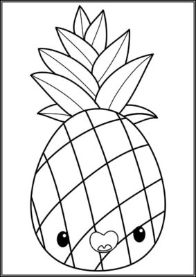 Printable Kawaii Pineapple Coloring - TotalColoring.Com