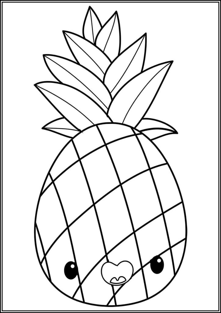 Printable Kawaii Pineapple Coloring - TotalColoring.Com