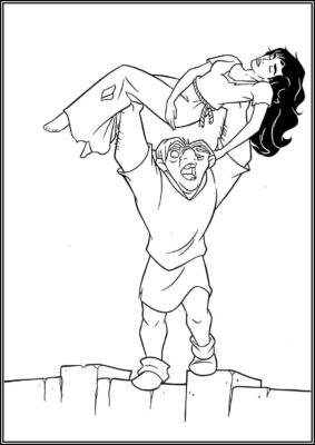 Quasimodo And Esmeralda Coloring - TotalColoring.Com