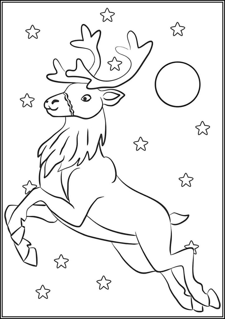 Reindeer With Stars Coloring - TotalColoring.Com