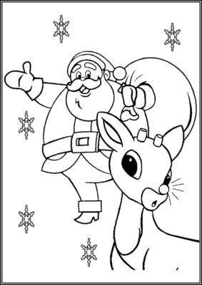 Santa Claus And Rudolph Coloring - TotalColoring.Com