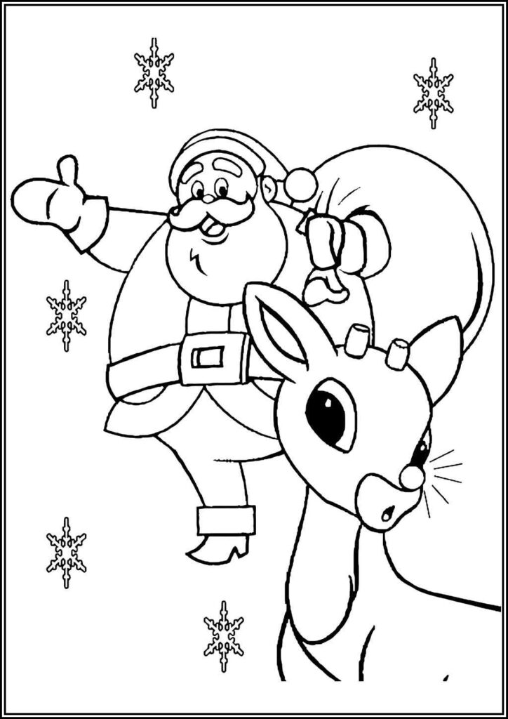 Santa Claus And Rudolph Coloring - TotalColoring.Com