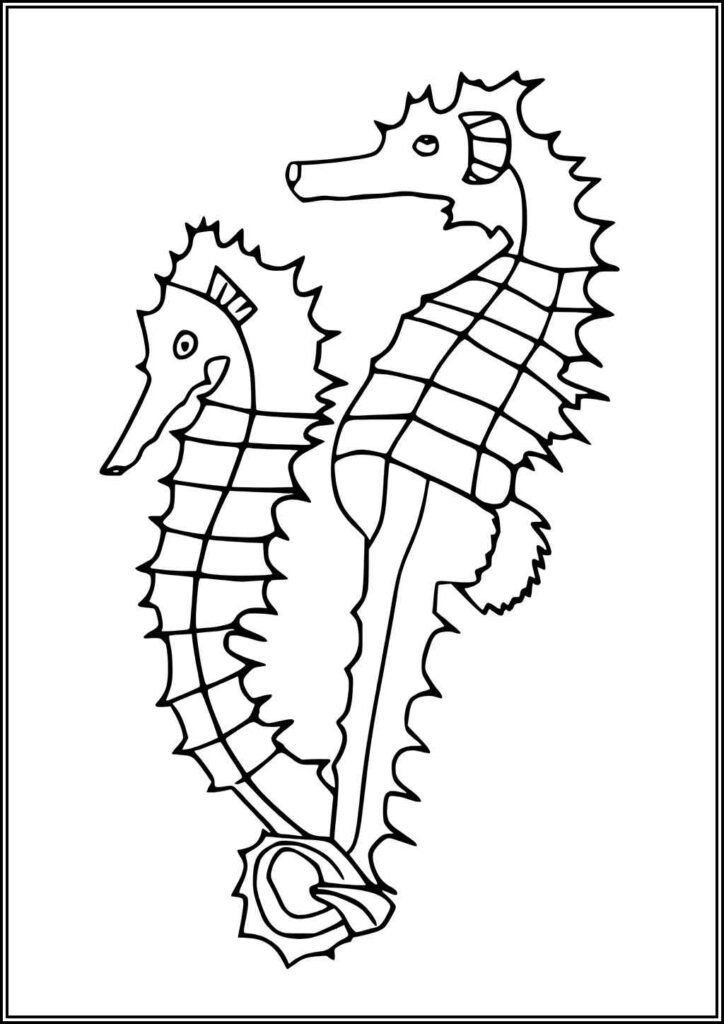 Seahorses For Kids Coloring - TotalColoring.Com