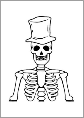 Skeleton With Top Hat Coloring - TotalColoring.Com