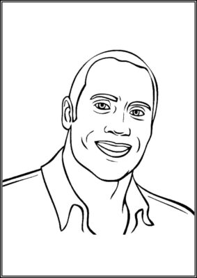 Smiling Dwayne Johnson Coloring - TotalColoring.Com