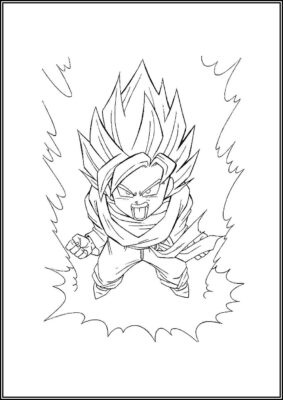 Son Goku Is Angry Coloring - TotalColoring.Com