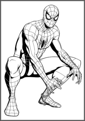 Spiderman Sits Coloring - TotalColoring.Com