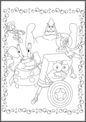 Spongebob Avengers Coloring - TotalColoring.Com