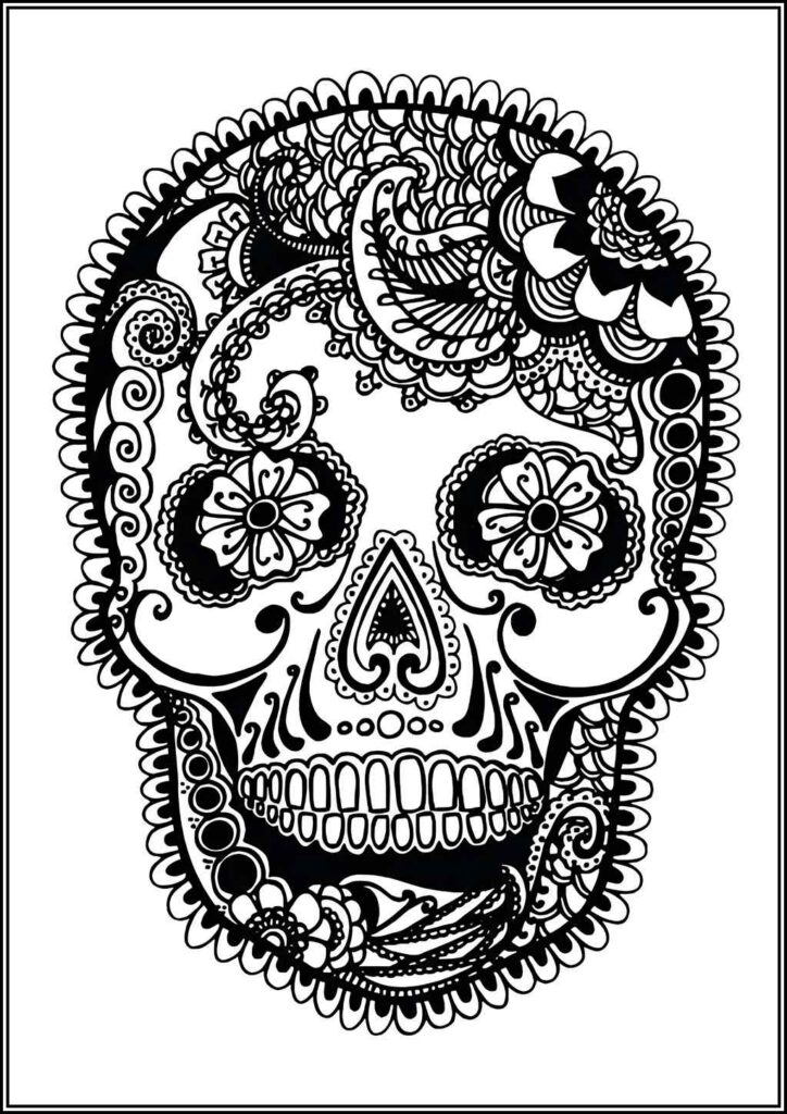 Sugar Skull Printable For Adult Coloring - TotalColoring.Com