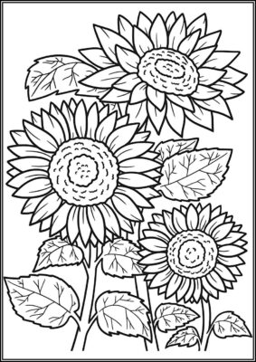 Sunflowers Tree Coloring - TotalColoring.Com