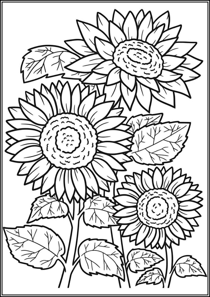 Sunflowers Tree Coloring - TotalColoring.Com