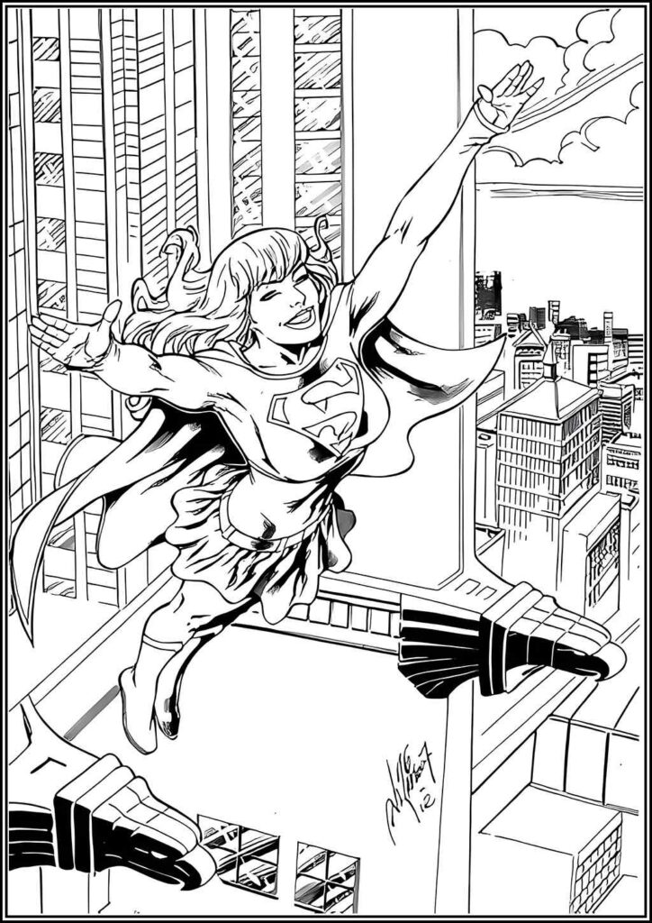 Supergirl In The City Coloring - TotalColoring.Com