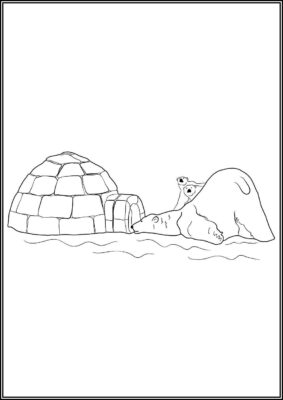 Three Bears With Igloo Coloring - TotalColoring.Com