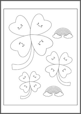 Three Shamrocks With Rainbows Coloring - TotalColoring.Com