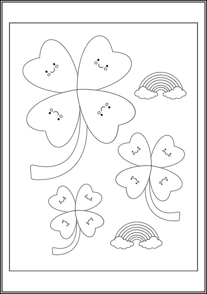 Three Shamrocks With Rainbows Coloring - TotalColoring.Com