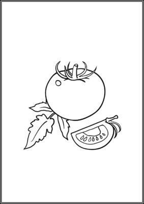 Tomato And A Slice Coloring - TotalColoring.Com