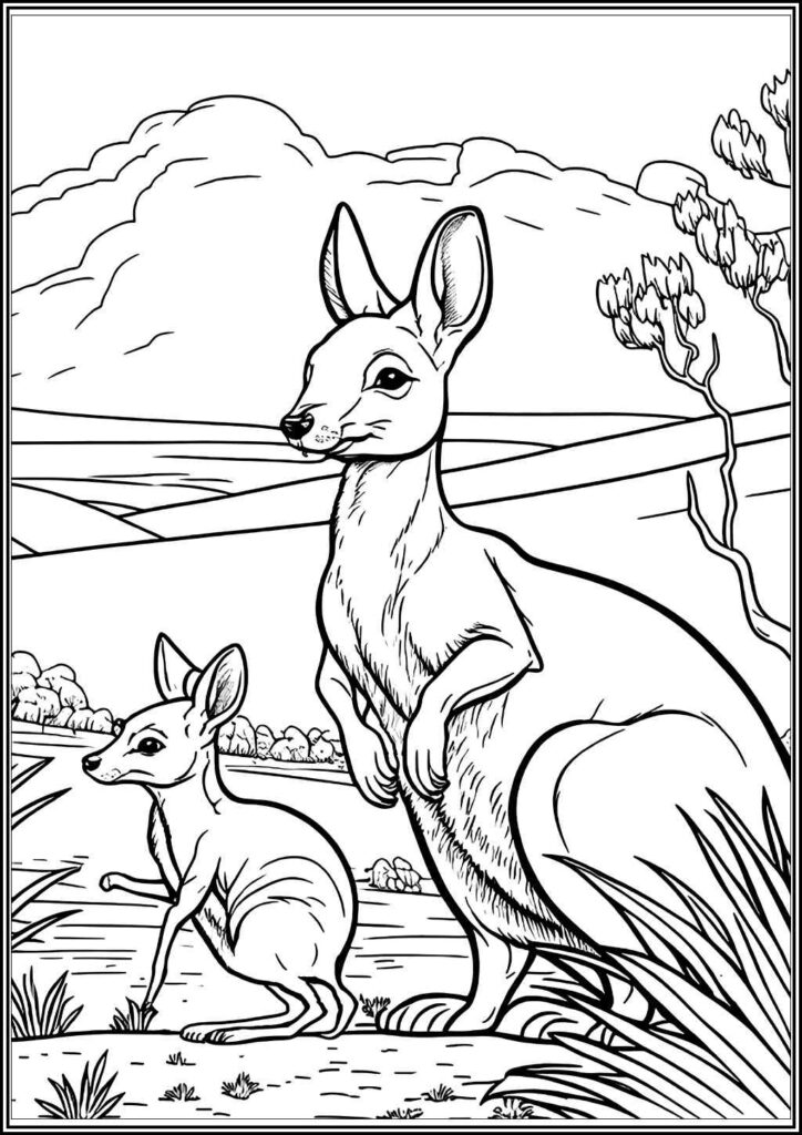 Wild Kangaroos Coloring - TotalColoring.Com