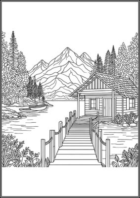 Wonderful Lake House Coloring - TotalColoring.Com