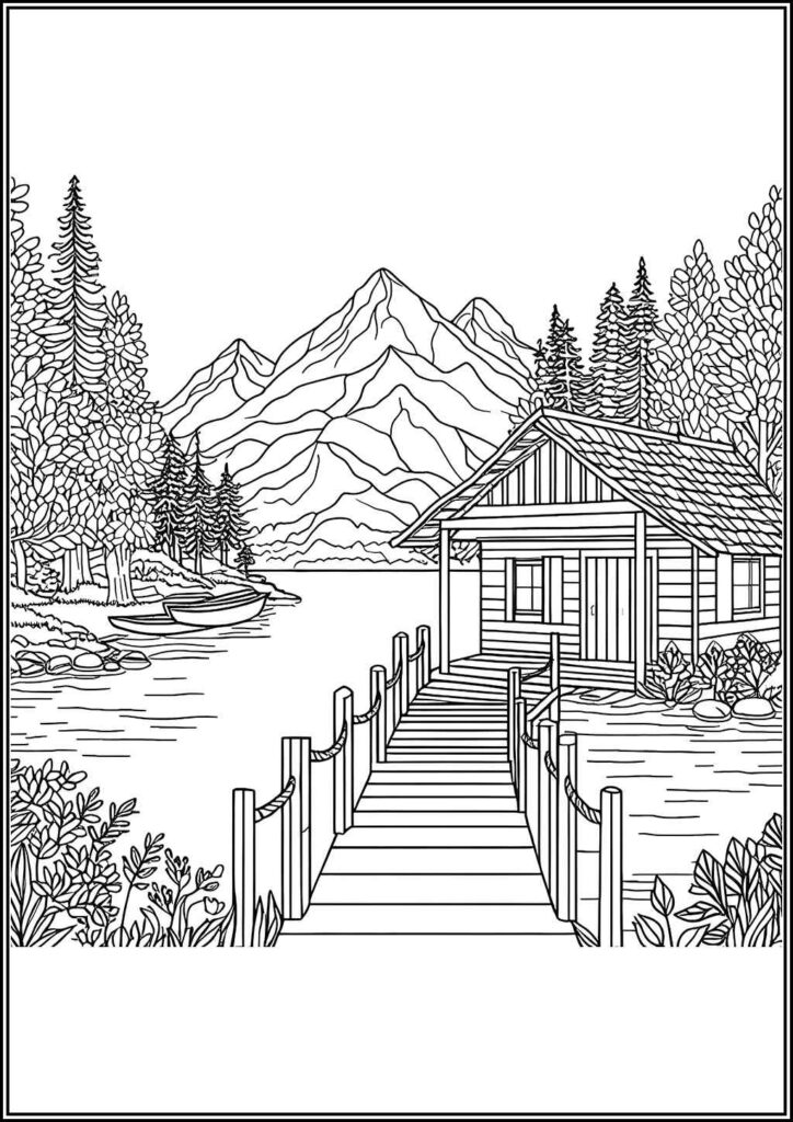 Wonderful Lake House Coloring - TotalColoring.Com